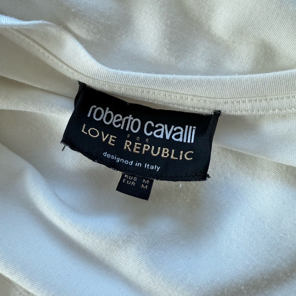 Roberto Cavalli White Tee with Gold Accents - Picture 4 of 4